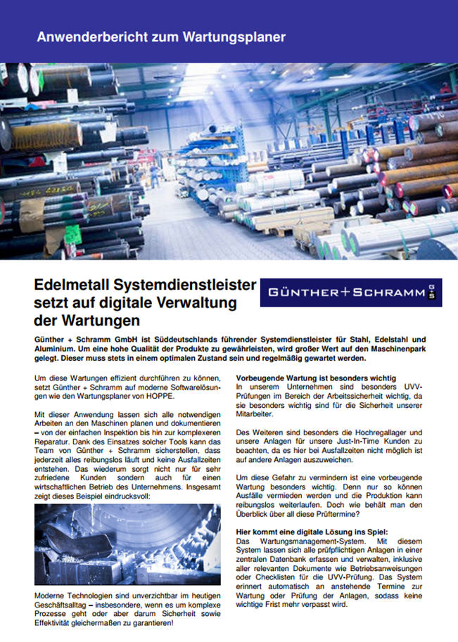 Gnther + Schramm GmbH - Edelmetall Systemdienstleister Anwenderbericht