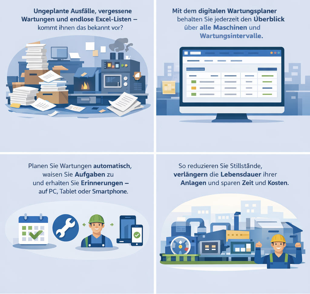Wartungsplaner - Sofort einsetzbar - intuitives Design Wartungsplaner - Sofort einsetzbar - intuitives Design
