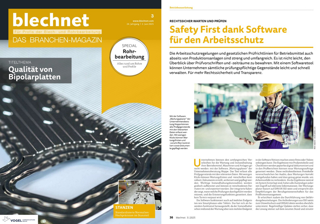 Blechnet Vogel Communication Group Juni/25 Safety First dank Watungsplaner Software für den Arbeitsschutz