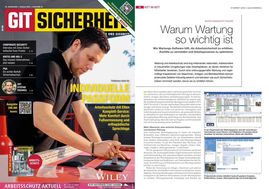 Sicherheitssoftware GIT Sicherheit Wile VCH  10/24 Arbeitsschutz  Warum die Wartung so bedeutend ist